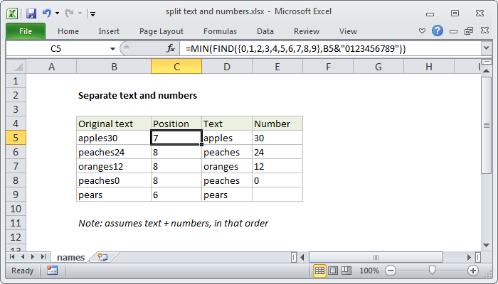 Separate Numbers In Excel Formula